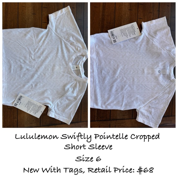 Lululemon Swiftly Pointelle Cropped Short Sleeve White | NWT | Size 6 - Picture 5 of 8
